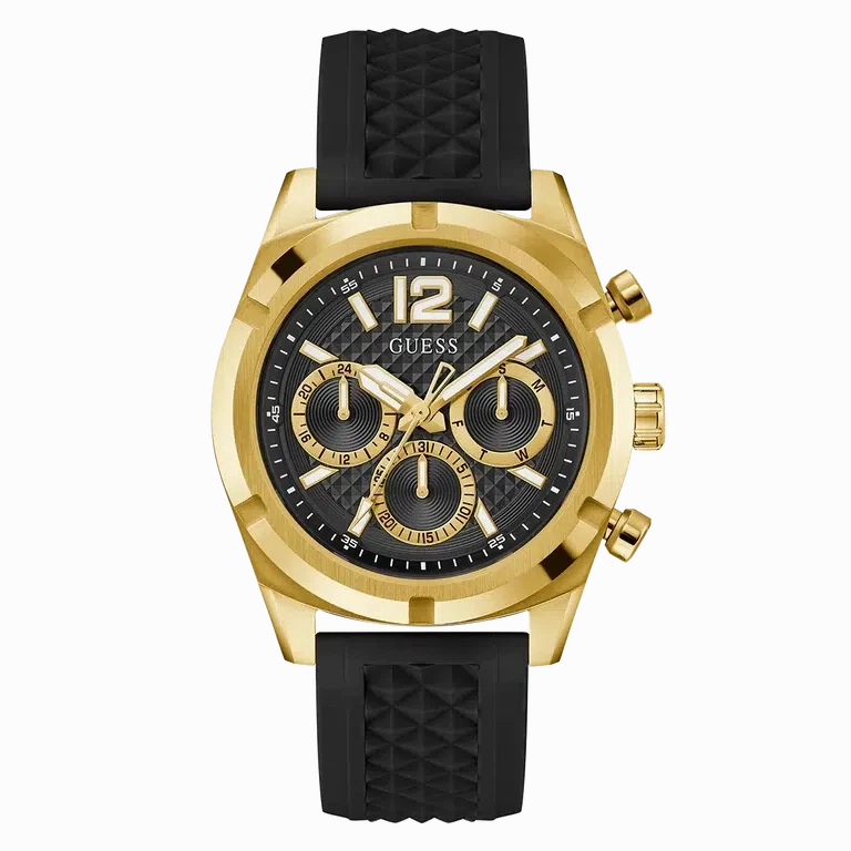 Guess Mens Black Gold Tone Multi-function Watch