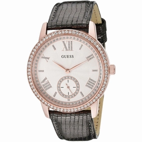 Guess Women's Watch - Gramercy Quartz SS Case White Dial Leather Strap | W0642L3