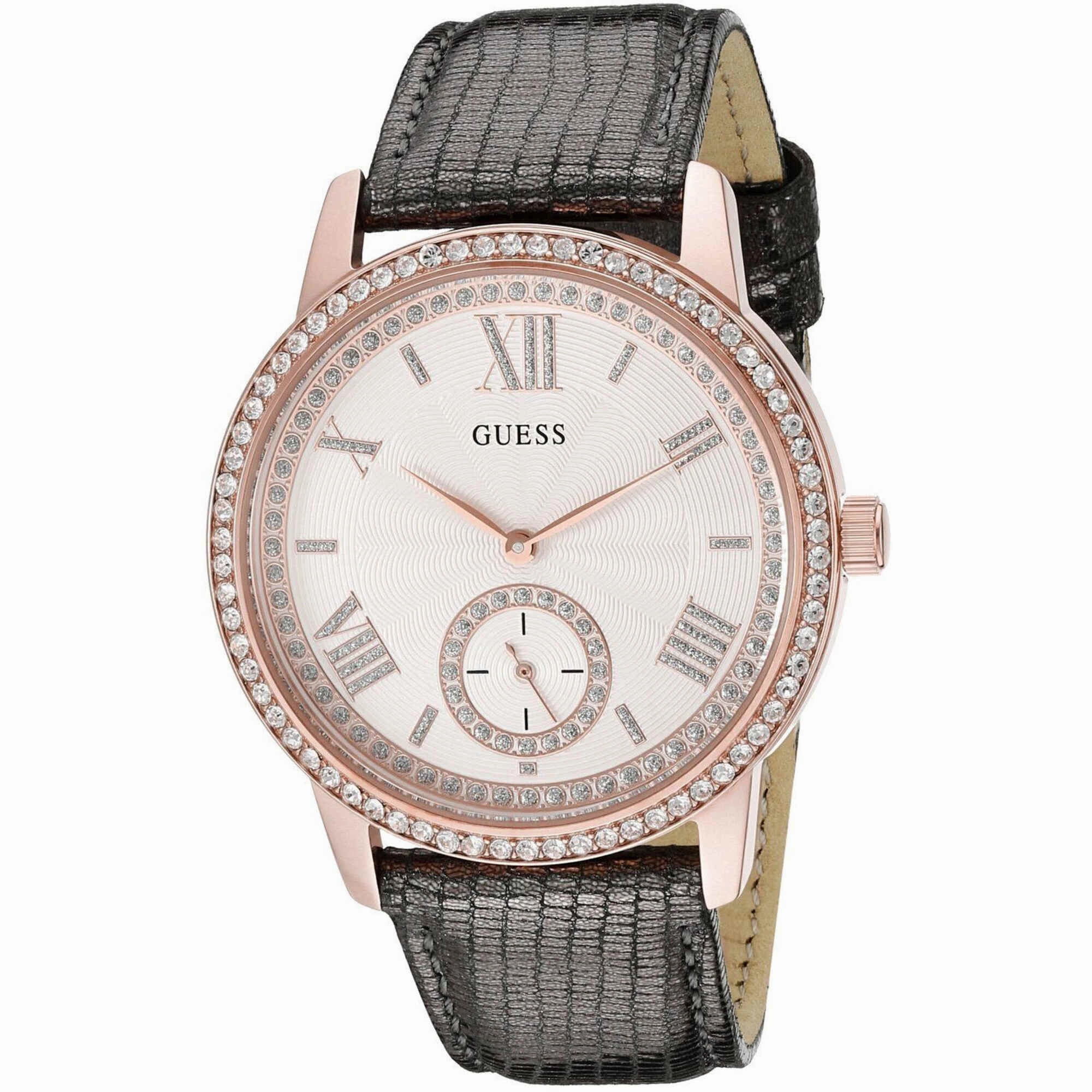 Guess Women's Watch - Gramercy Quartz SS Case White Dial Leather Strap | W0642L3