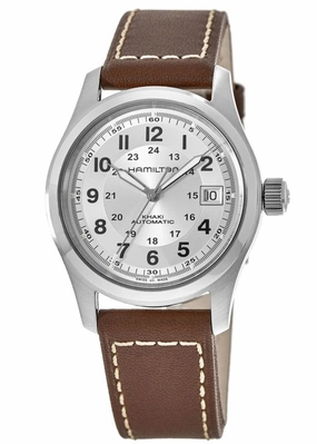 Hamilton Khaki Field Auto 38MM Silver Dial Leather Strap Men's Watch H70455553