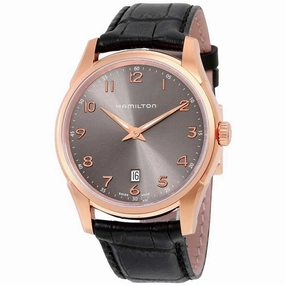 Hamilton Men's Watch - Jazzmaster Thinline Grey Dial Black Leather Strap | H38541783