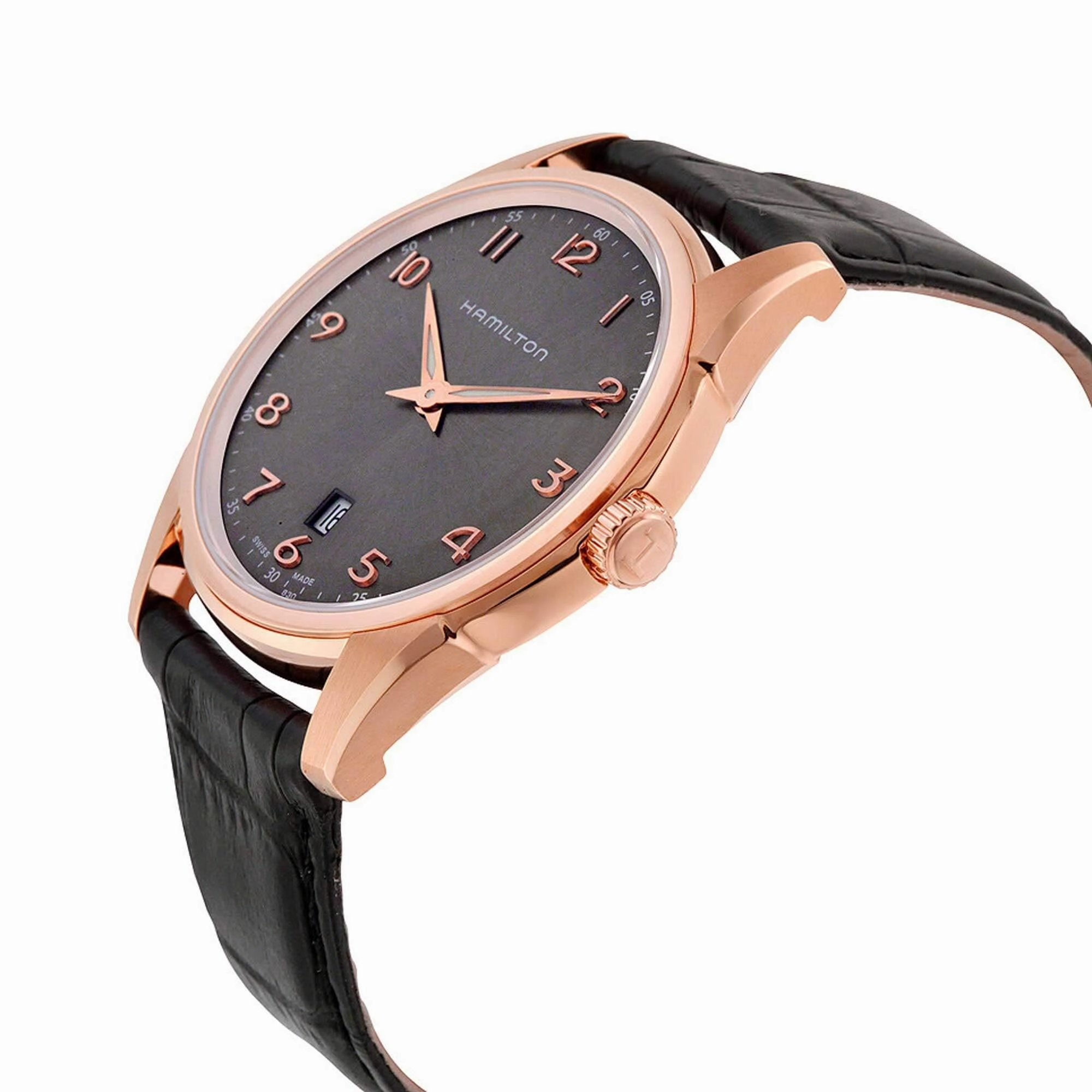 Hamilton Men's Watch - Jazzmaster Thinline Grey Dial Black Leather Strap | H38541783