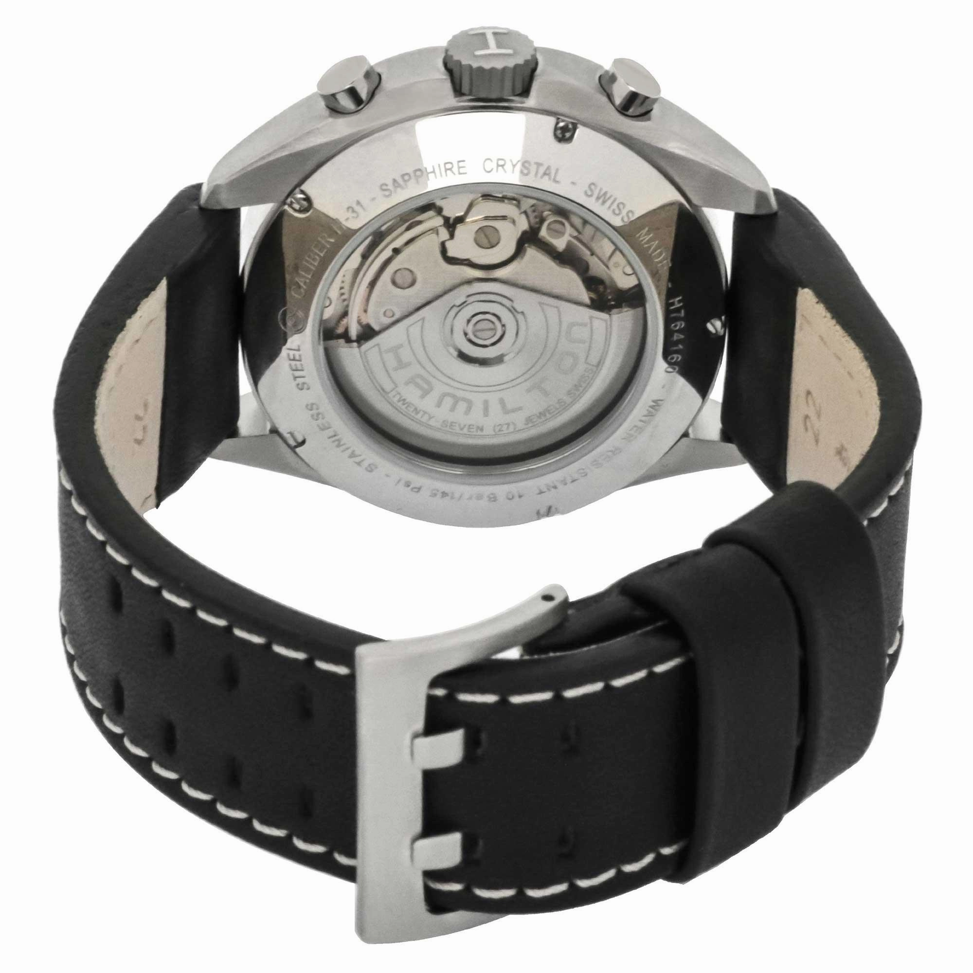 Hamilton Men's Watch Khaki Aviation Pilot Pioneer Chrono Black Strap | H76416755