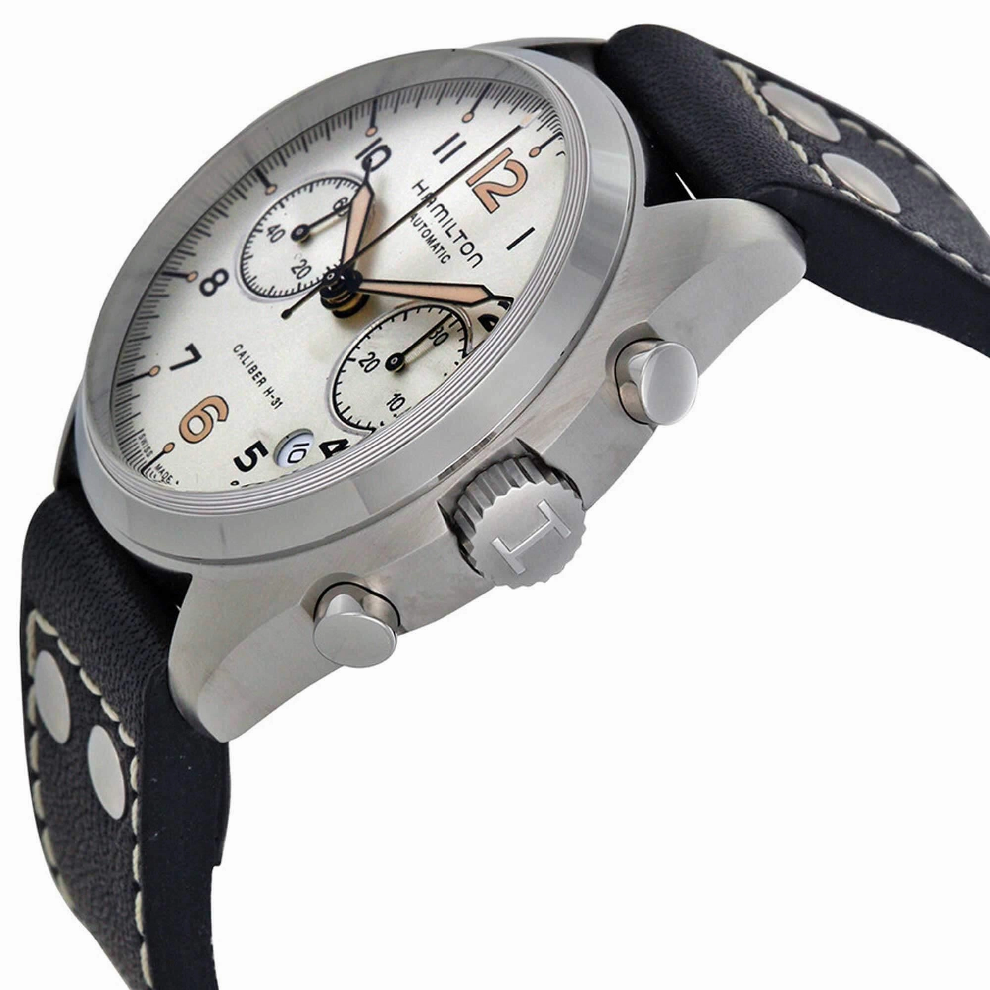 Hamilton Men's Watch Khaki Aviation Pilot Pioneer Chrono Black Strap | H76416755
