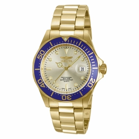 Invicta 14124 Mens Pro Diver Gold Tone Dial Gold Plated Stainless Steel Dive Watch