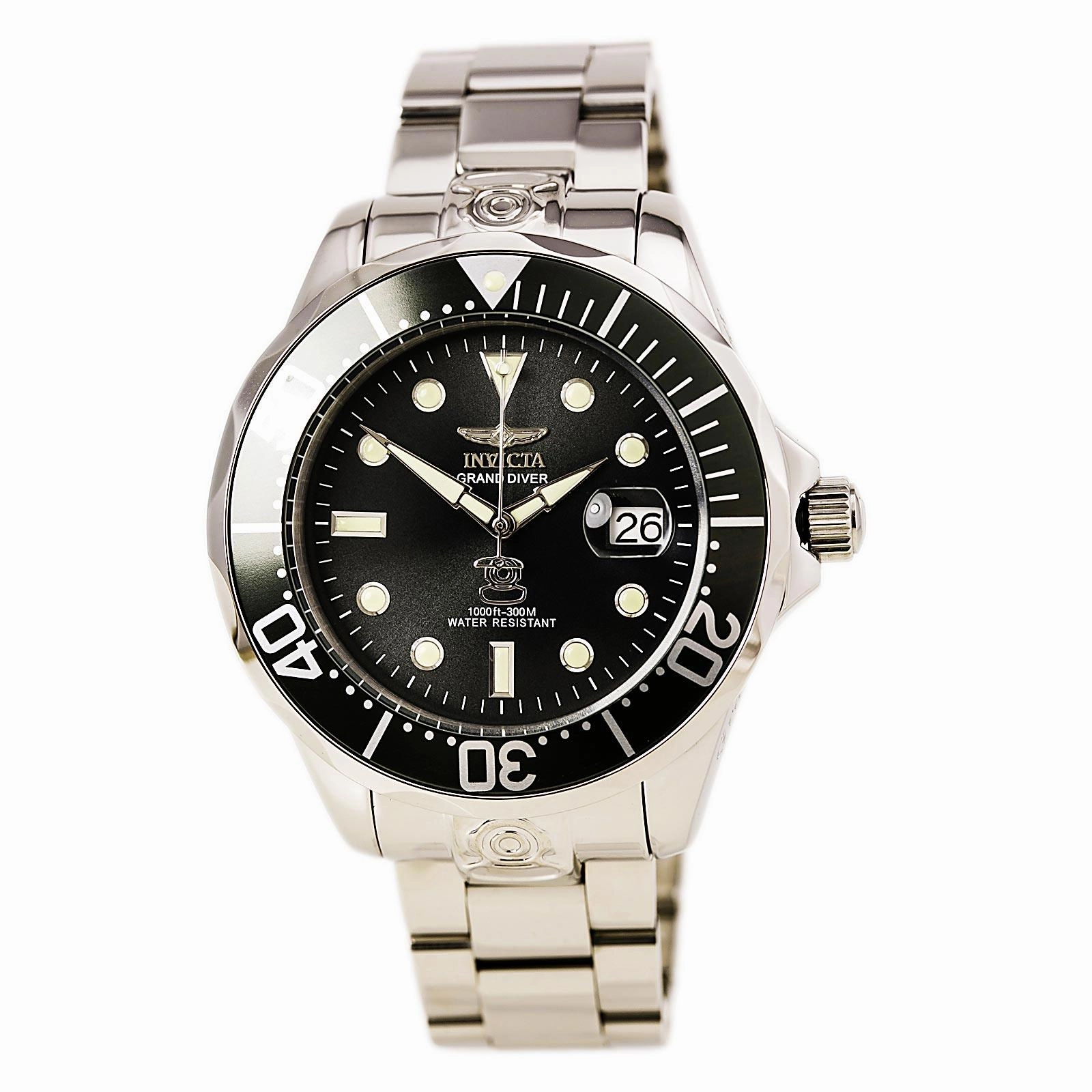 Invicta 16037 Men's Grand Diver Charcoal Dial Steel Bracelet Automatic Dive Watch