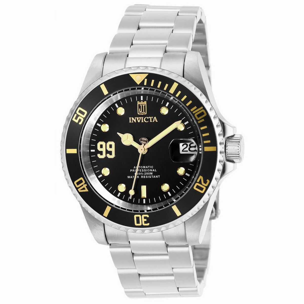 Invicta Men's Automatic Watch - Jason Taylor Black Dial Silver Tone Bracelet | 30198