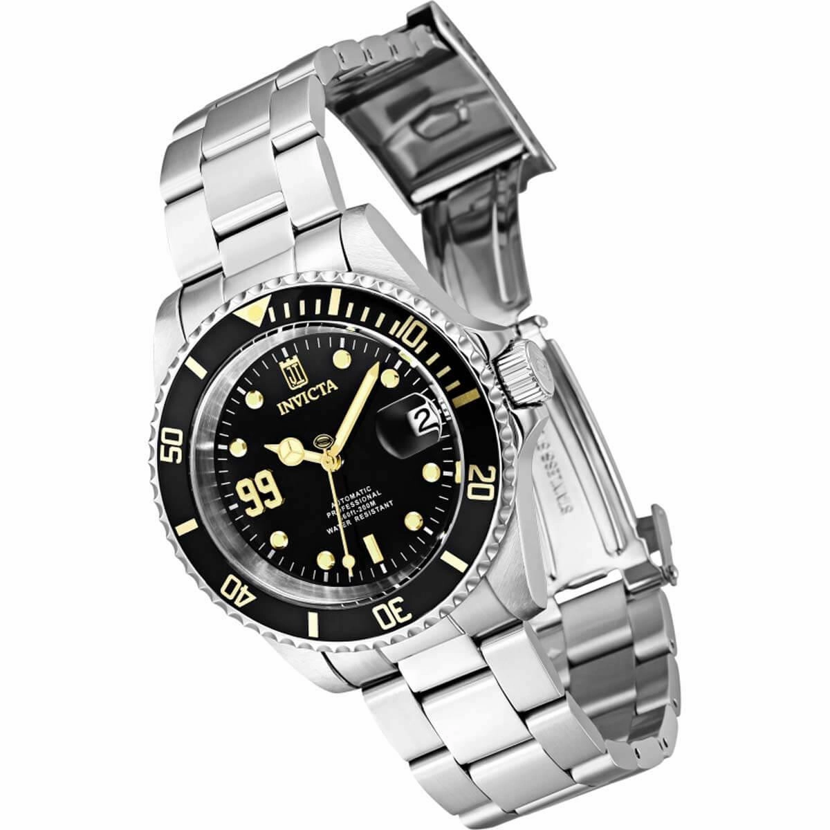 Invicta Men's Automatic Watch - Jason Taylor Black Dial Silver Tone Bracelet | 30198