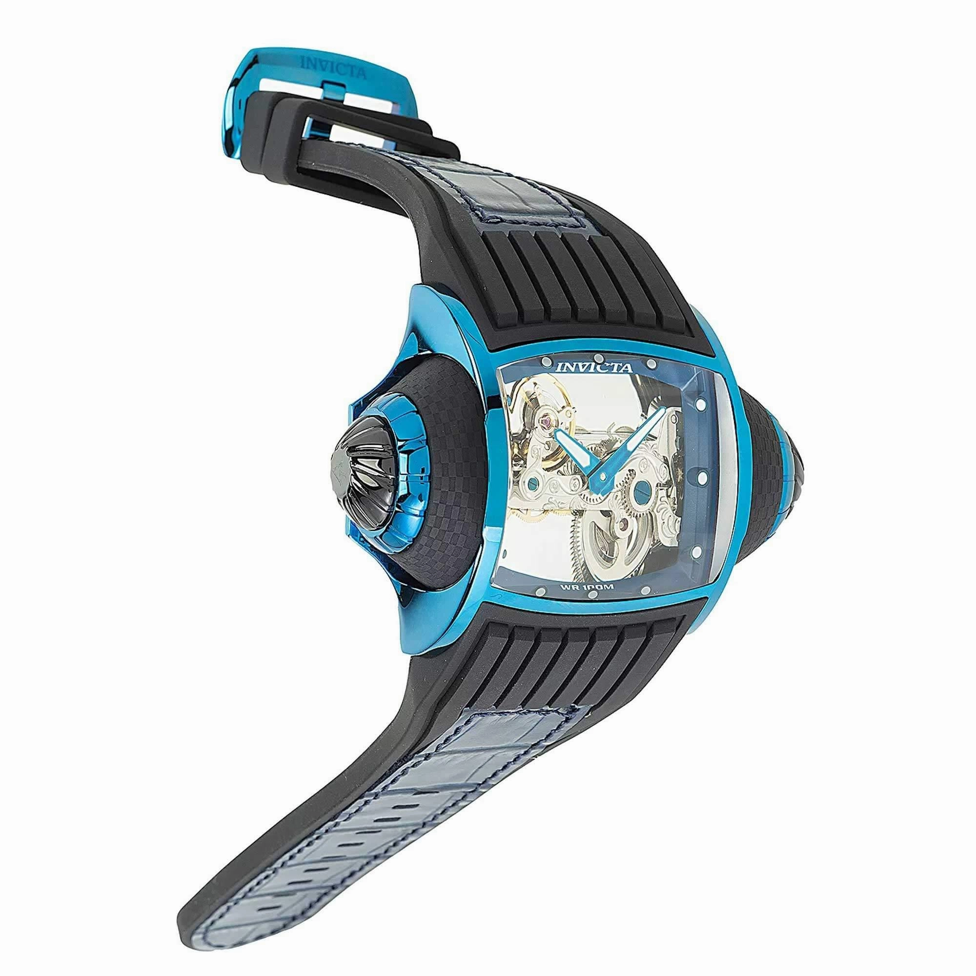 Invicta Men's Automatic Watch - Vintage Blue and Black Case Skeleton Dial | 35277