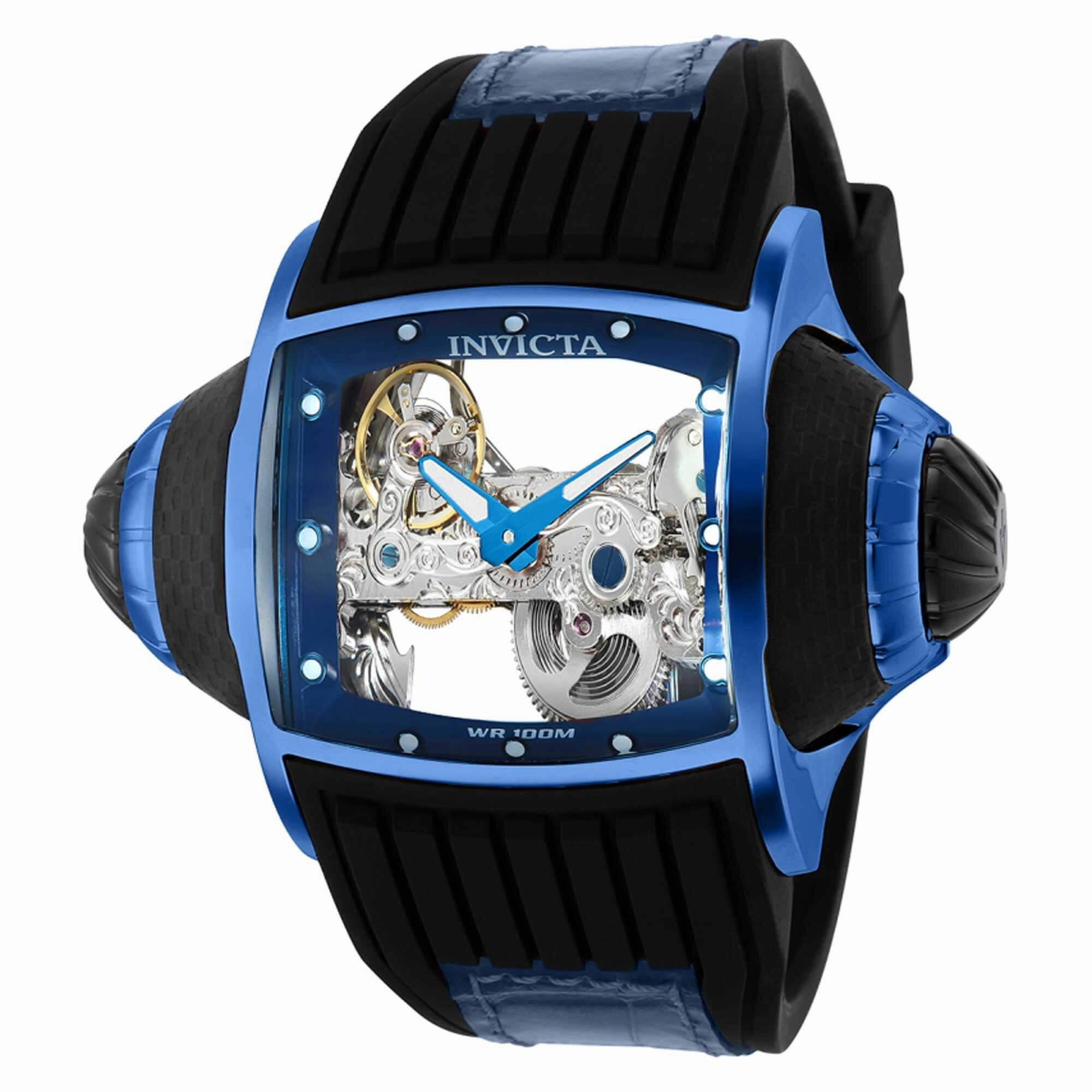 Invicta Men's Automatic Watch - Vintage Blue and Black Case Skeleton Dial | 35277