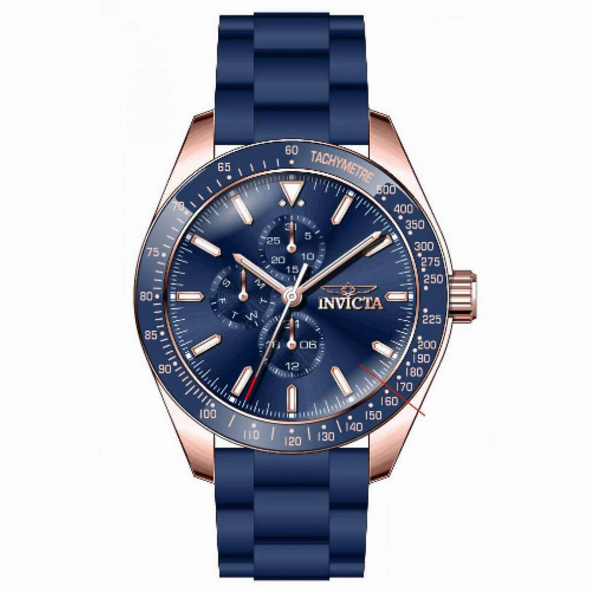 Invicta Men's Chrono Watch - Aviator Rose Gold Tone Case Blue Bezel Strap | 38406