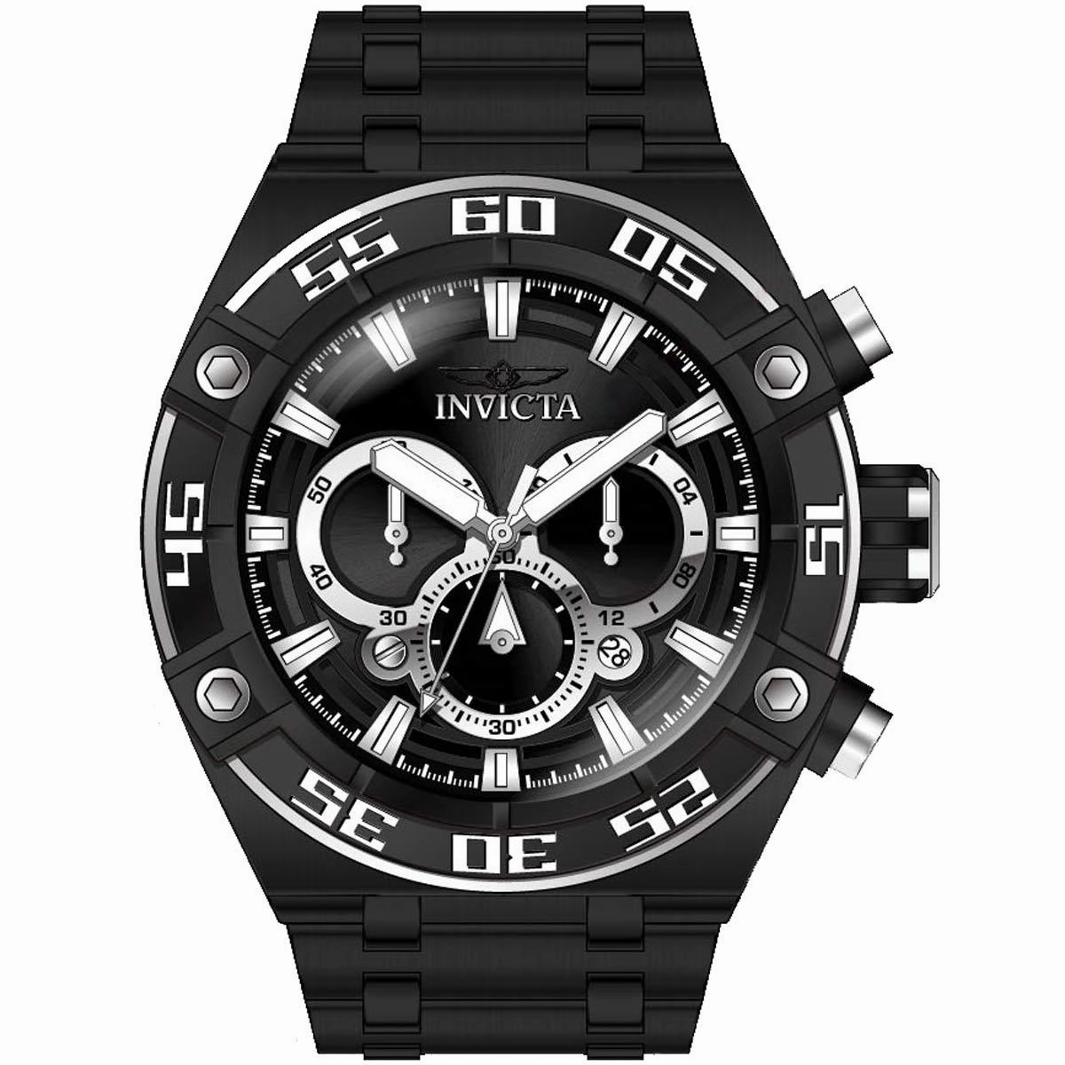 Invicta Men's Chrono Watch - Coalition Forces Black and Silver Dial Bracelet | 37645