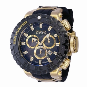 Invicta Men's Chrono Watch - Sea Hunter Yellow Gold Steel and Black Strap | 41007