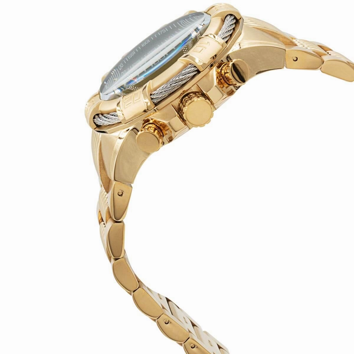 Invicta Men's Chronograph Watch - Bolt Black Dial Yellow Gold Bracelet | 38953