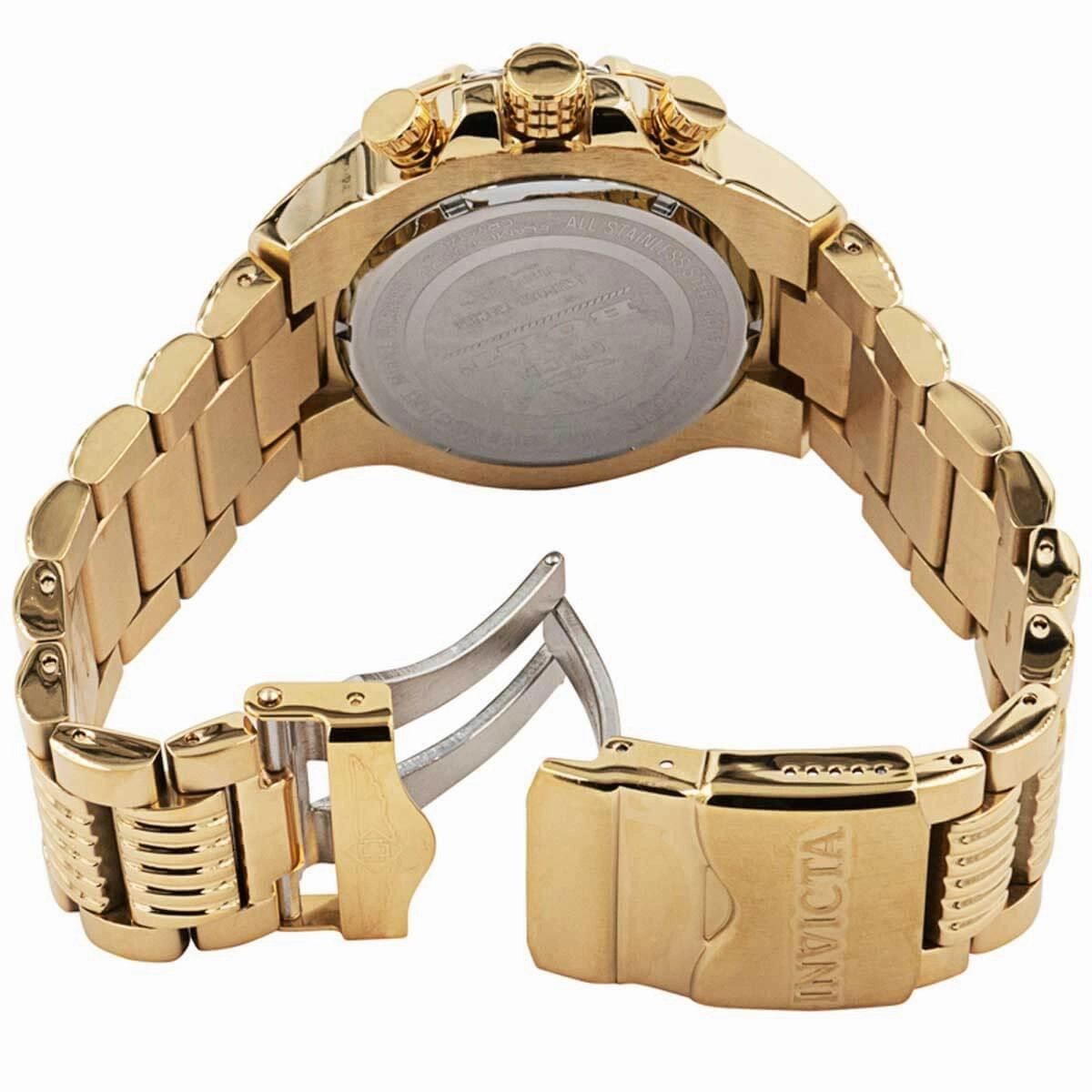Invicta Men's Chronograph Watch - Bolt Black Dial Yellow Gold Bracelet | 38953