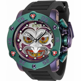 Invicta Men's Chronograph Watch - DC Comics Joker Quartz Black Silicone Strap | 34937