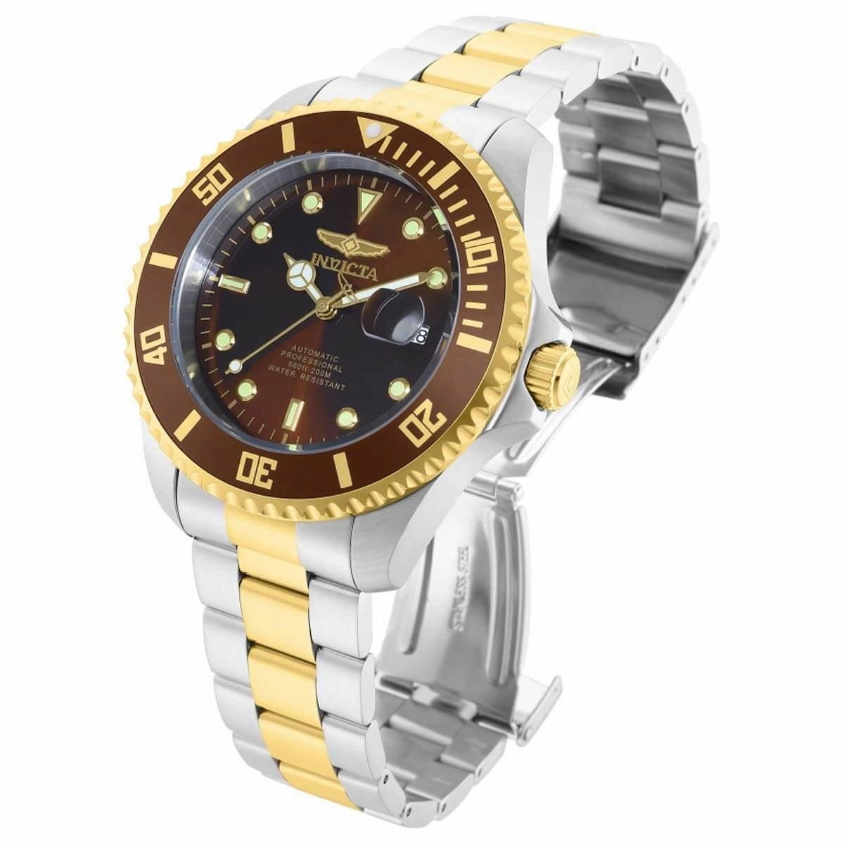 Invicta Men's Chronograph Watch - Pro Diver Desert Sand Dial Two Tone Bracelet | 35728