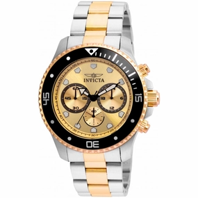 Invicta Men's Chronograph Watch - Pro Diver Gold Tone Dial Two Tone Bracelet | 21790