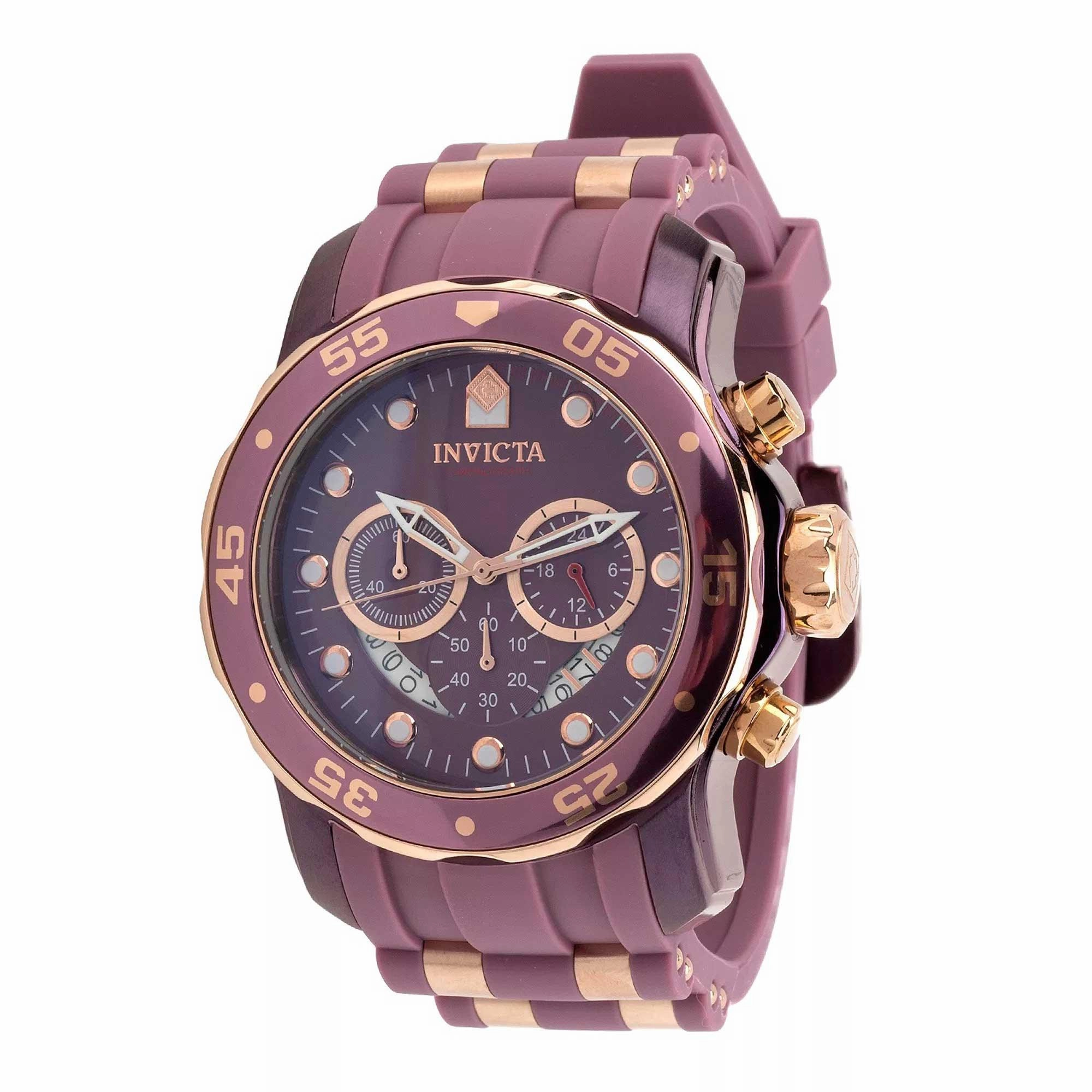 Invicta Men's Chronograph Watch - Pro Diver Light Purple and Rose Gold Strap | 40935