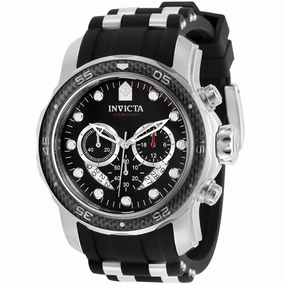 Invicta Men's Chronograph Watch - Pro Diver Quartz Silver and Black Strap | 35414