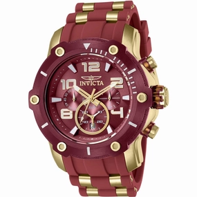 Invicta Men's Chronograph Watch - Pro Diver Red Dial Steel and Rubber Strap | 40810