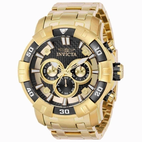 Invicta Men's Chronograph Watch - Pro Diver Scuba Black and Yellow Gold Bezel | 36046