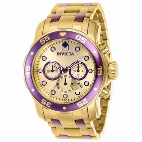 Invicta Men's Chronograph Watch - Pro Diver Yellow Gold and Purple Bracelet | 37692