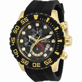 Invicta Men's Chronograph Watch - Pro Diver Yellow Gold Case Black Strap | 30730