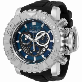 Invicta Men's Chronograph Watch - Sea Hunter Black and Blue Dial Rubber Strap | 32637