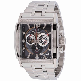 Invicta Men's Chronograph Watch - Shaq Black and Silver Dial Steel Bracelet | 33740