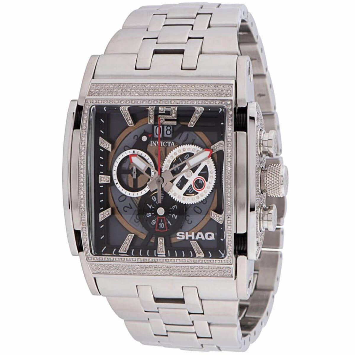 Invicta Men's Chronograph Watch - Shaq Black and Silver Dial Steel Bracelet | 33740