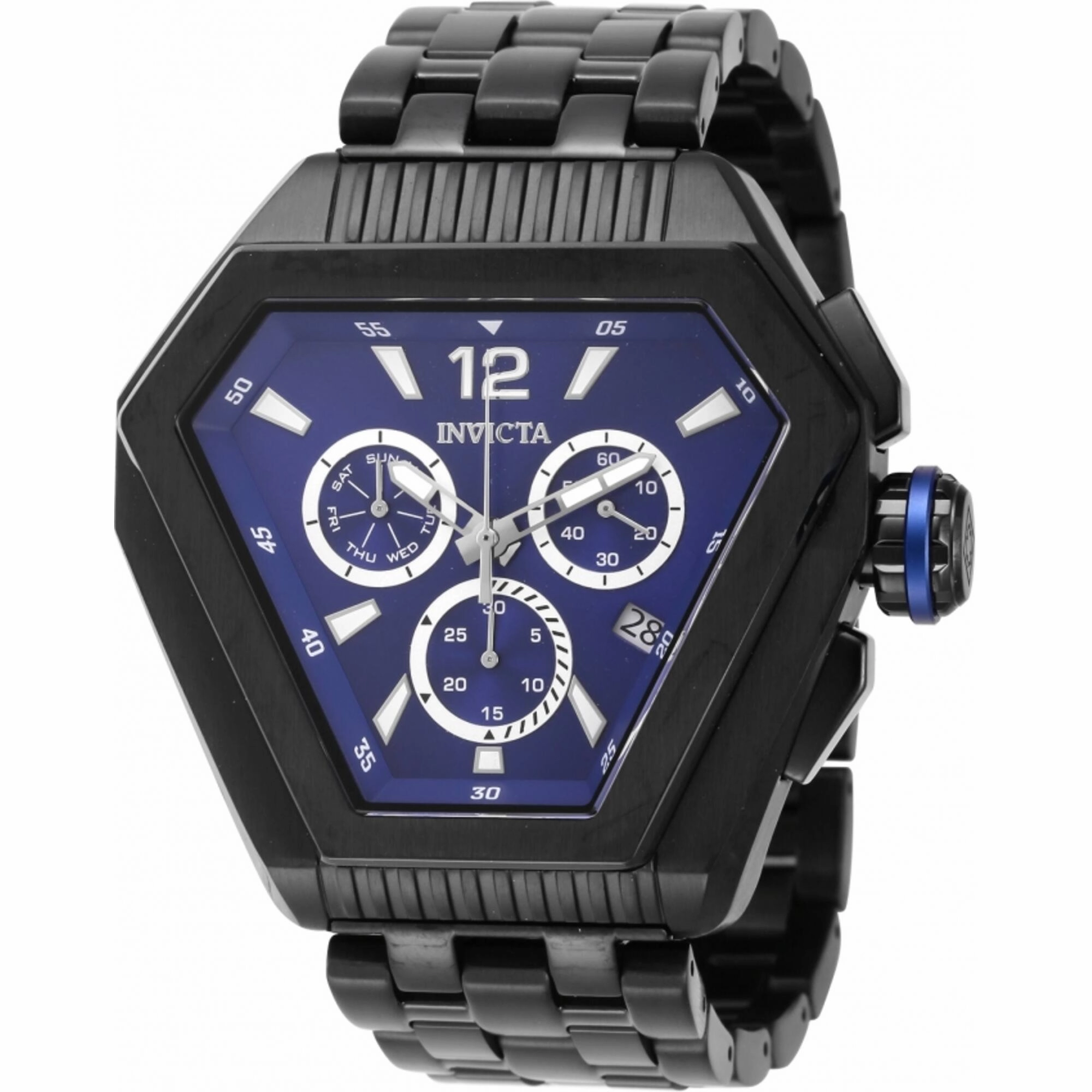 Invicta Men's Chronograph Watch - Speedway Quartz Blue Dial Black Bracelet | 46096