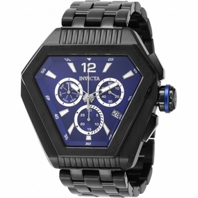 Invicta Men's Chronograph Watch - Speedway Quartz Blue Dial Black Bracelet | 46096