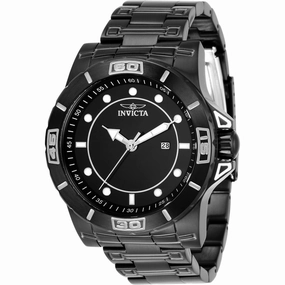 Invicta Men's Japanese Quartz Watch - Pro Diver Black Dial Steel Bracelet | 35427