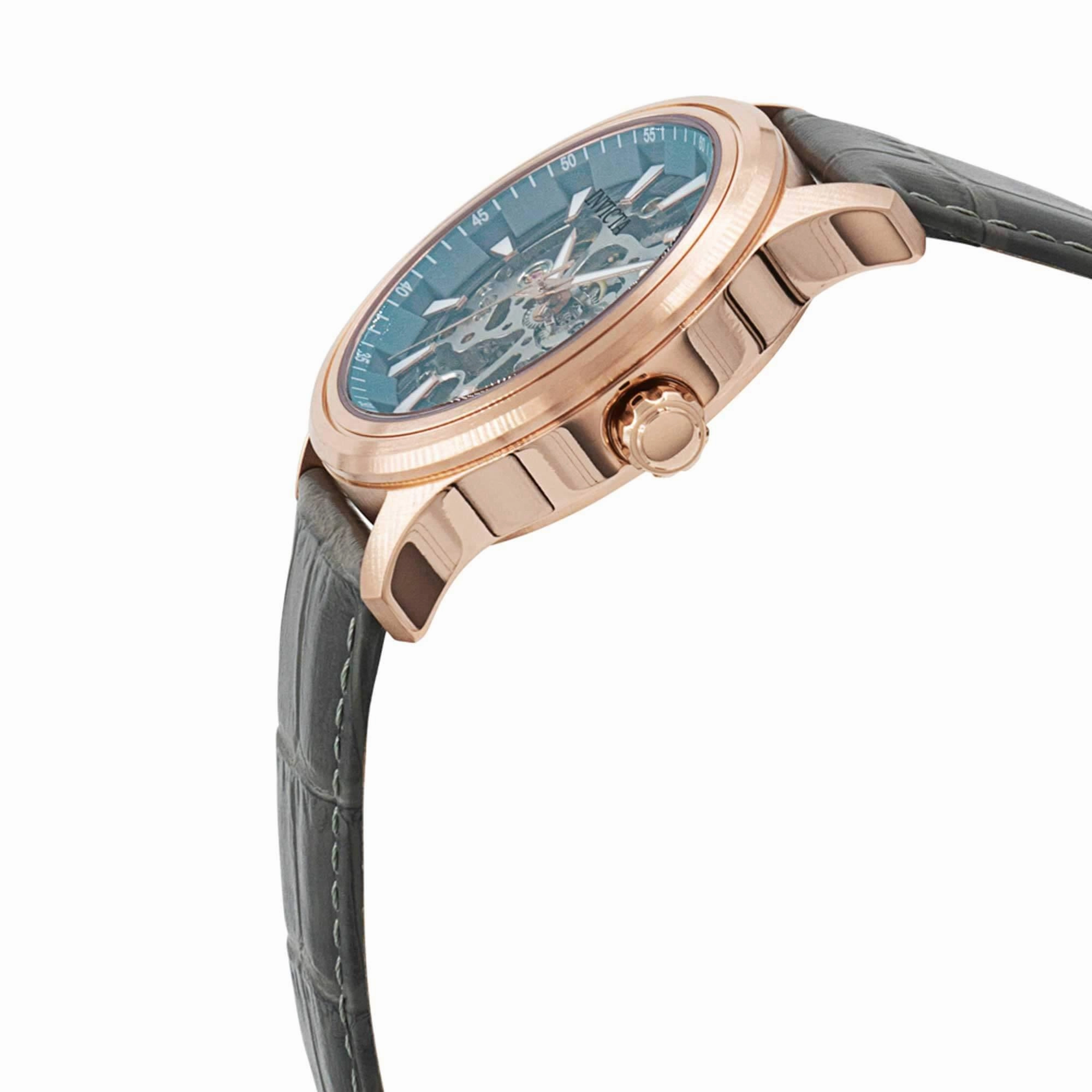 Invicta Men's Mechanical Watch - Vintage Black Skeleton Dial Rose Gold Case | 37962