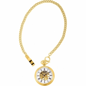 Invicta Men's Pocket Watch - Objet D Art Mechanical Yellow Gold SS Chain | 32290