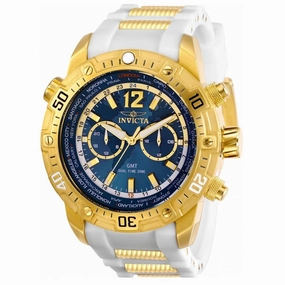 Invicta Men's Quartz Watch - Aviator Dual Time Blue and Gold Dial Strap | 29918