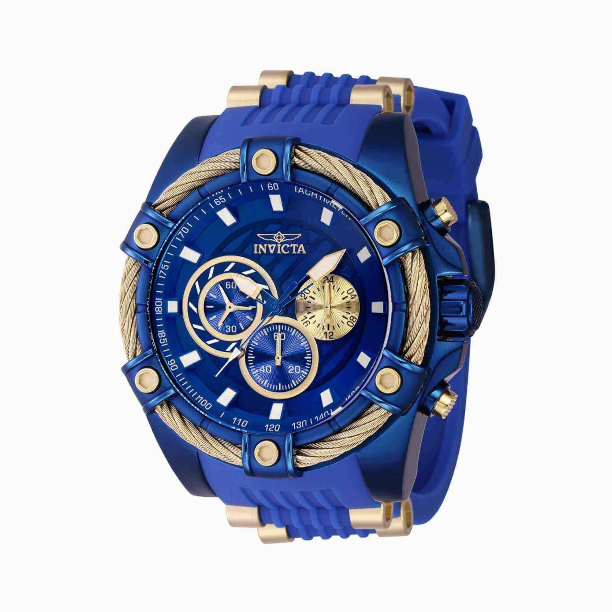 Invicta Men's Quartz Watch - Bolt Chronograph Yellow Gold and Blue Strap | 40797