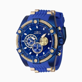 Invicta Men's Quartz Watch - Bolt Chronograph Yellow Gold and Blue Strap | 40797