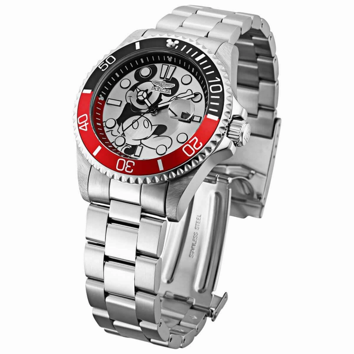 Invicta Men's Quartz Watch - Disney Mickey Mouse Silver and Black Dial | 32440