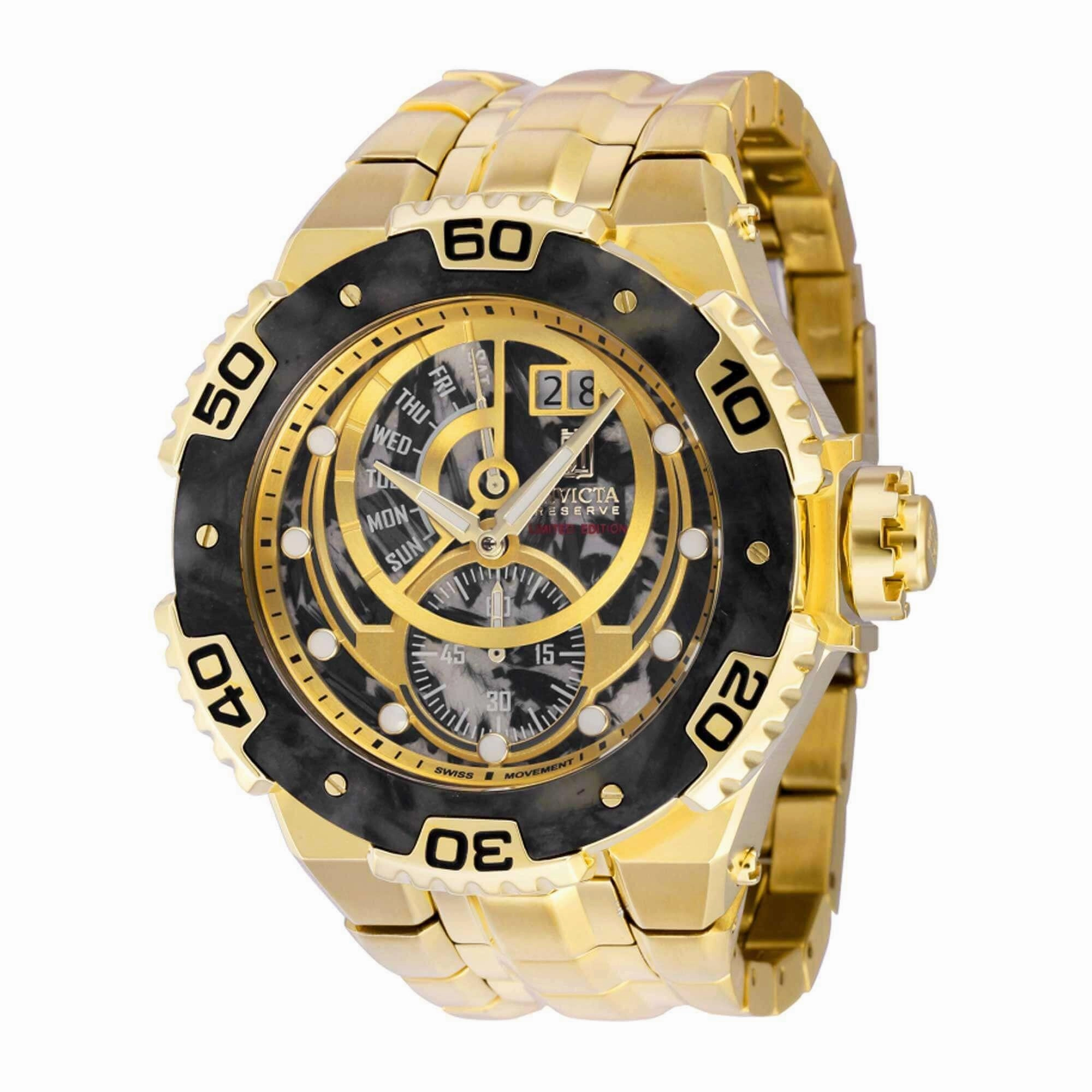Invicta Men's Quartz Watch - Jason Taylor Black and Gold Tone Rotating Bezel | 38255