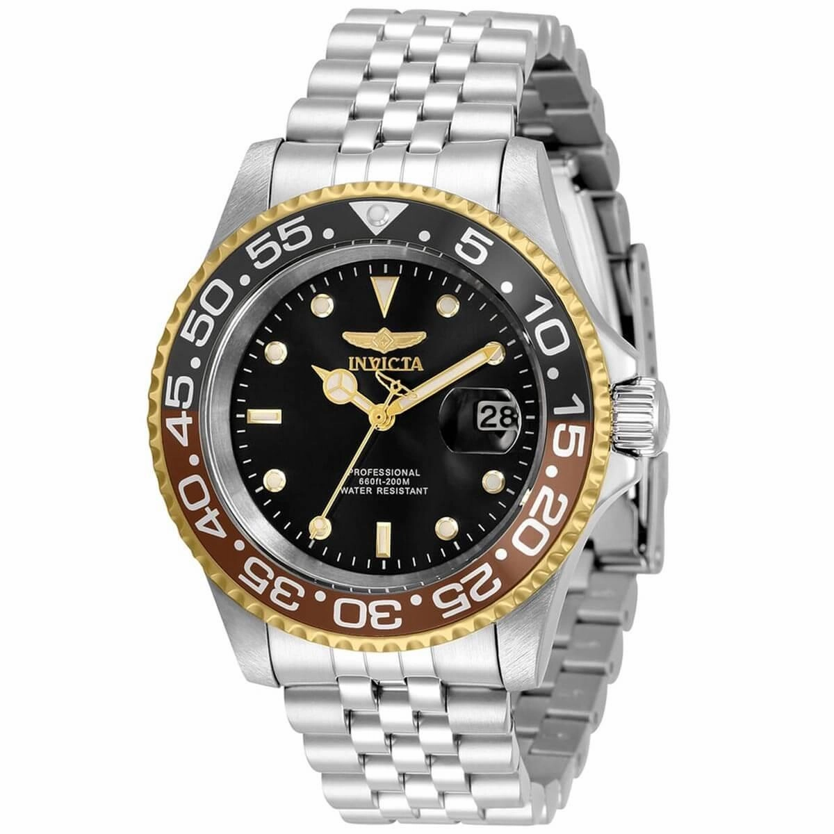 Invicta Men's Quartz Watch - Pro Diver Black Dial Stainless Steel Bracelet | 34103