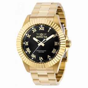 Invicta Men's Quartz Watch - Pro Diver Black Dial Yellow Gold Case Bracelet | 37406
