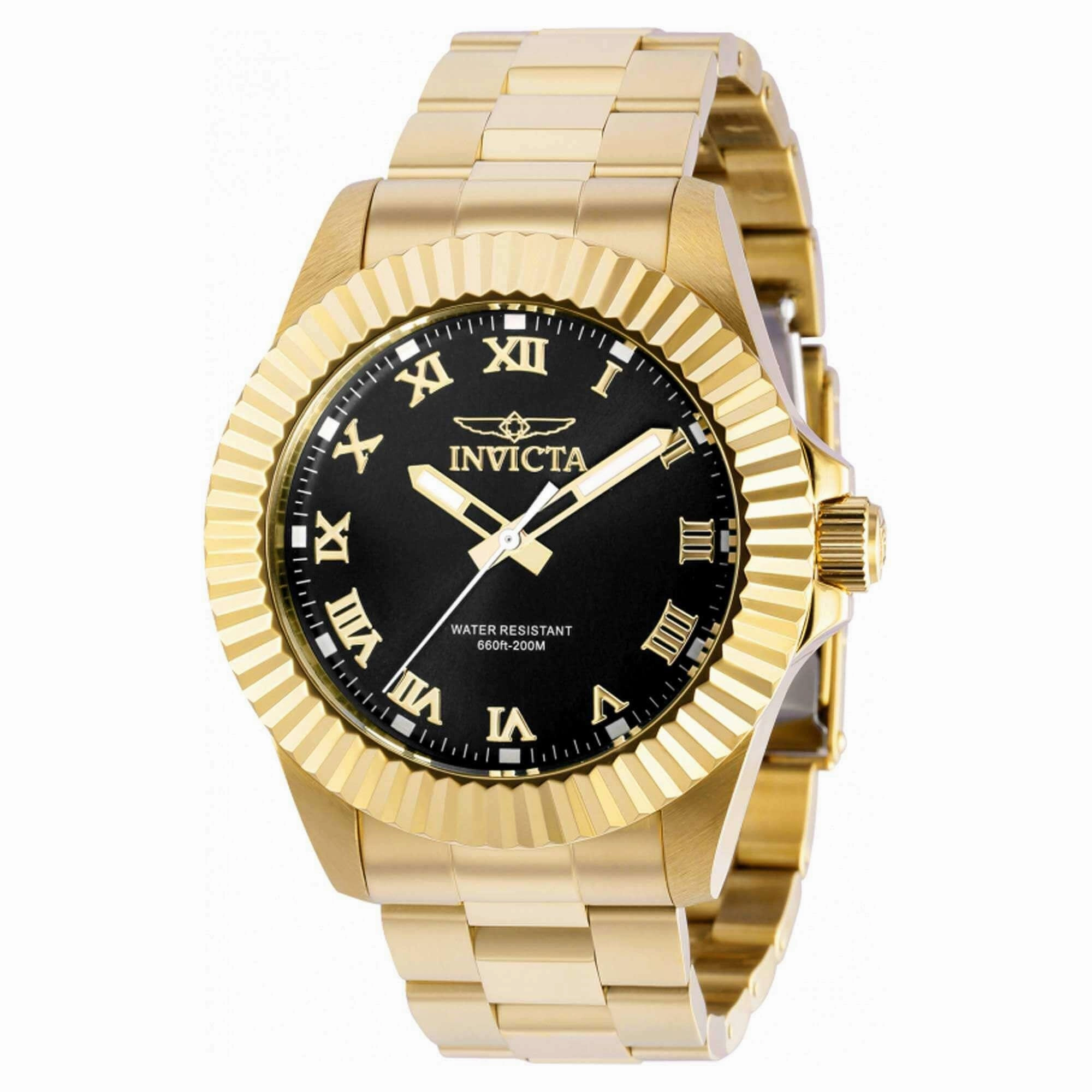 Invicta Men's Quartz Watch - Pro Diver Black Dial Yellow Gold Case Bracelet | 37406