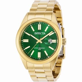 Invicta Men's Quartz Watch - Pro Diver Date Green Dial Yellow Gold Bracelet | 38464