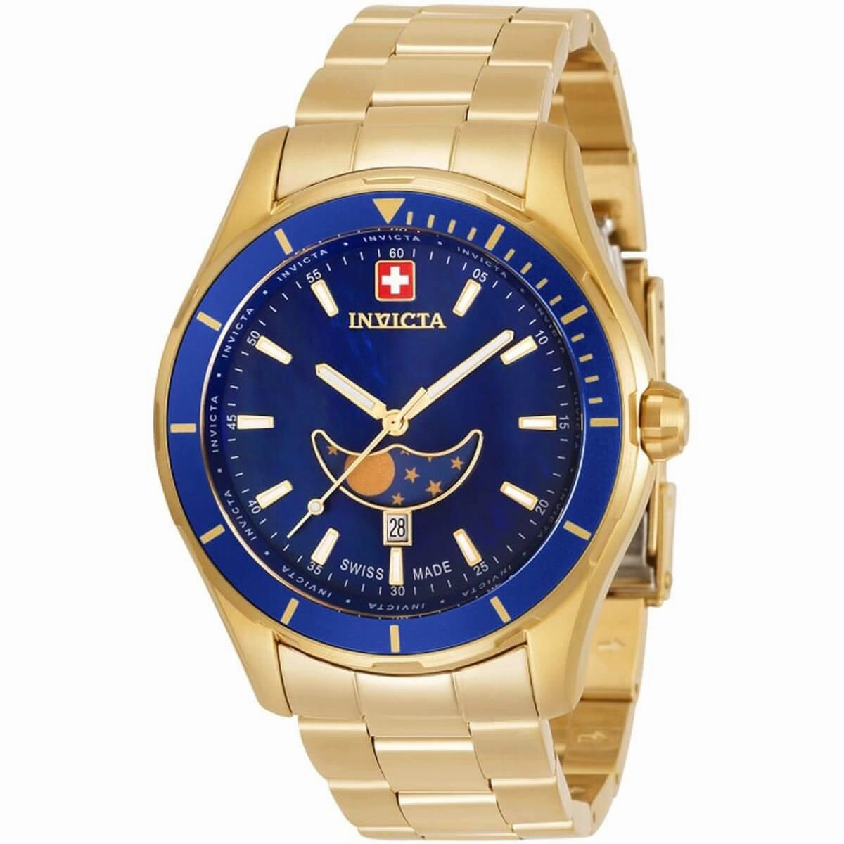 Invicta Men's Quartz Watch - Pro Diver Moon Phase Yellow Gold Bracelet | 33465