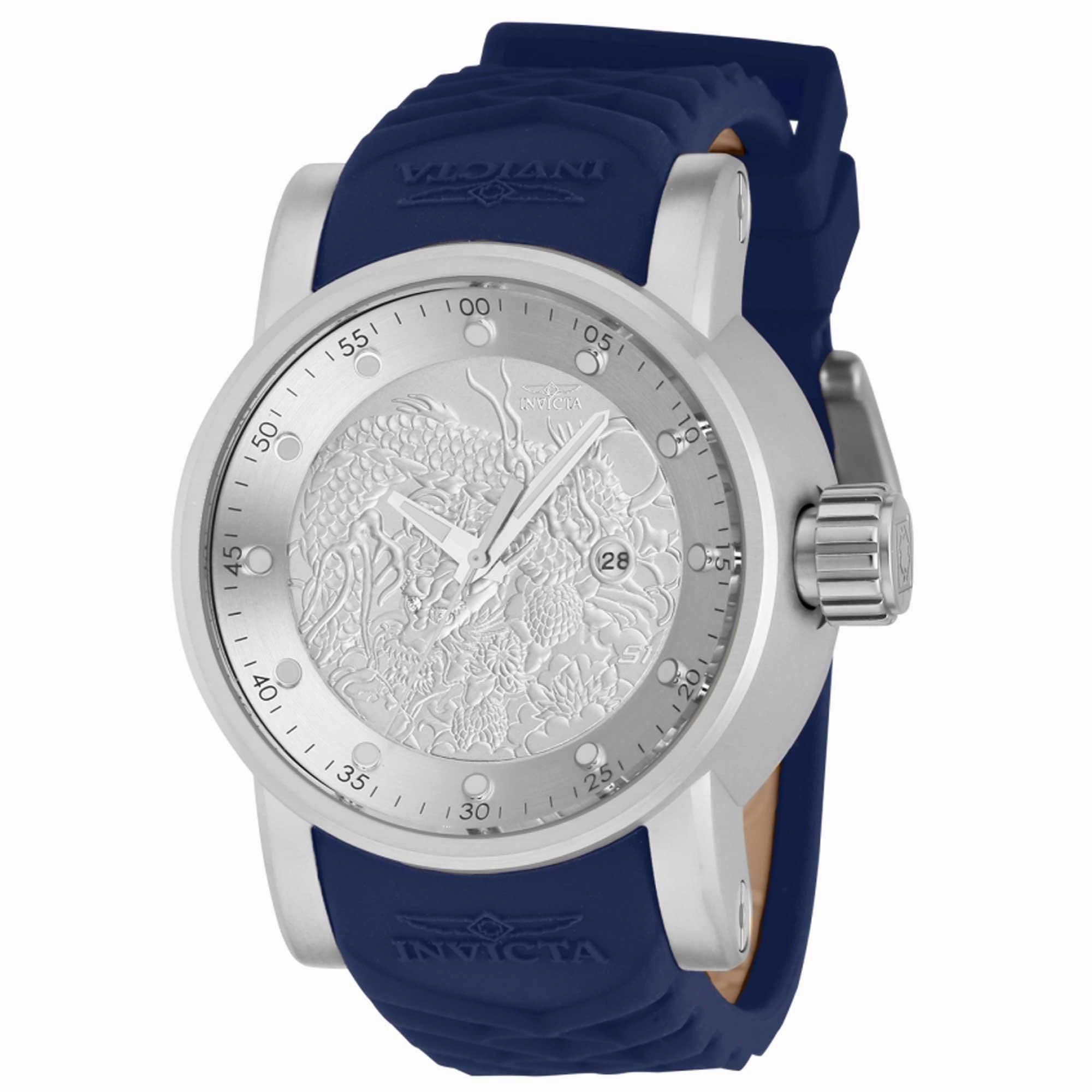 Invicta Men's Quartz Watch - S1 Rally Silver Tone Dial Blue and Beige Strap | 41405