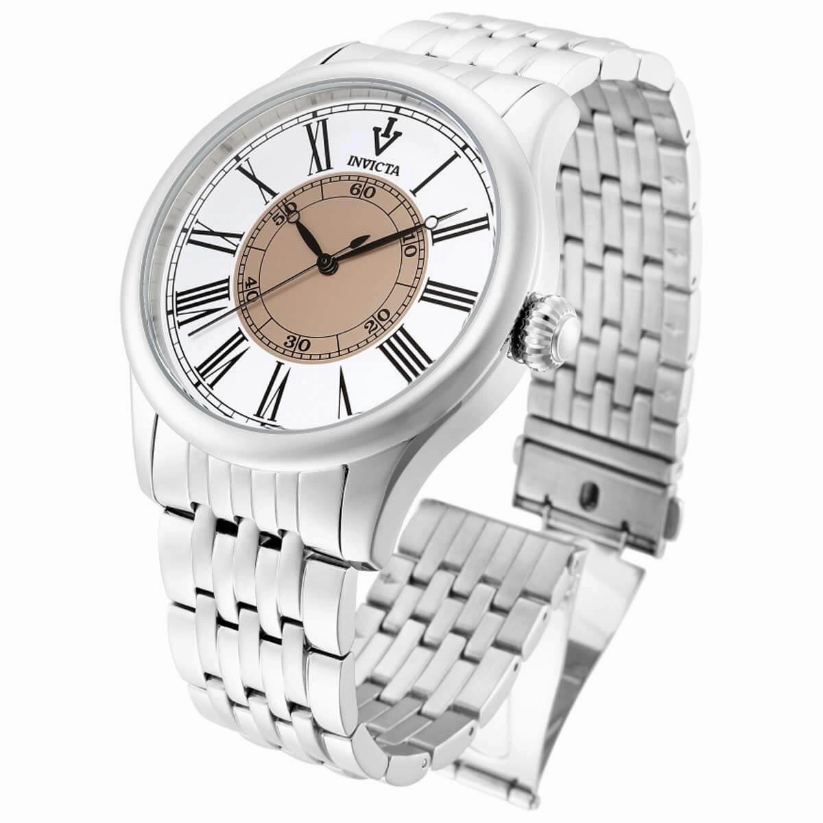Invicta Men's Quartz Watch - Vintage White and Beige Dial Silver Tone Bracelet | 36241