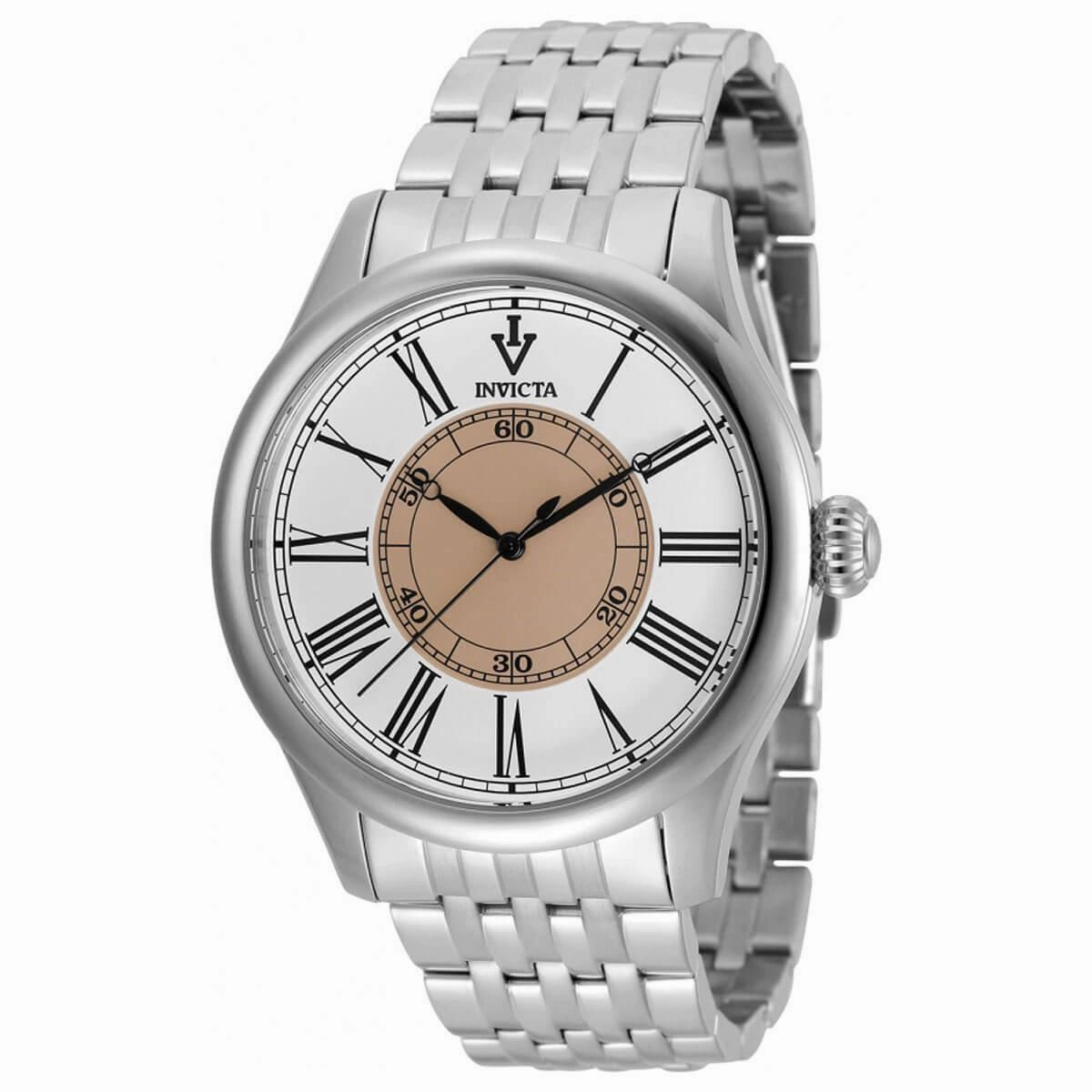 Invicta Men's Quartz Watch - Vintage White and Beige Dial Silver Tone Bracelet | 36241