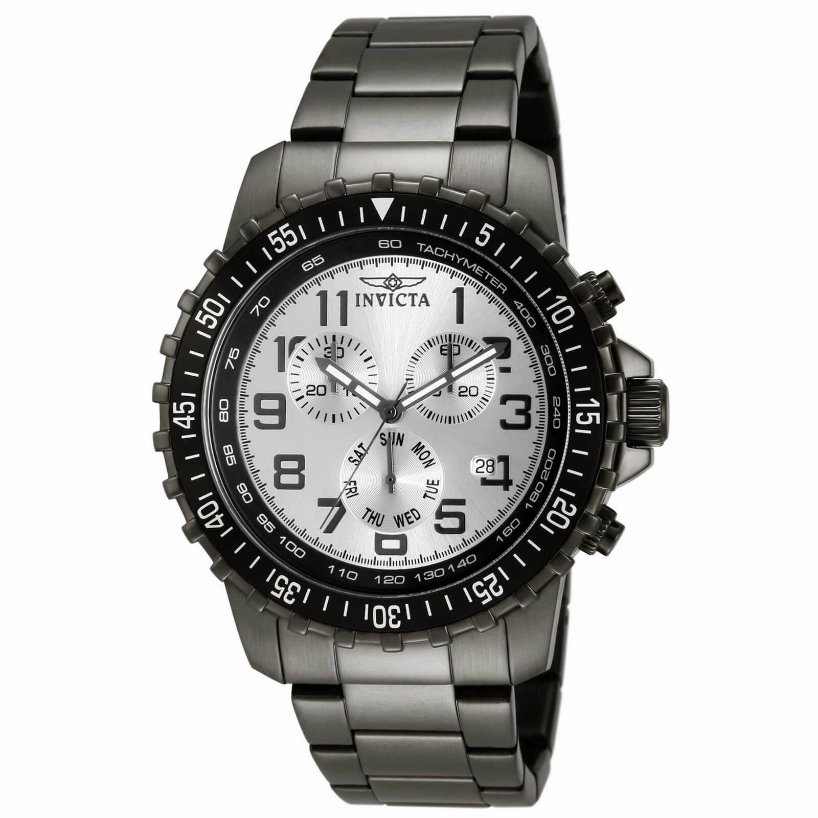 Invicta Men's Specialty Pilot Chronograph Watch - Silver Dial Gunmetal Ion Plated